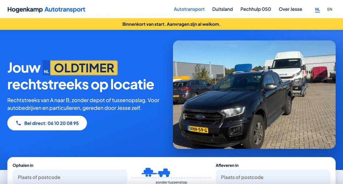 Homepage van hogenkampautotransport.nl